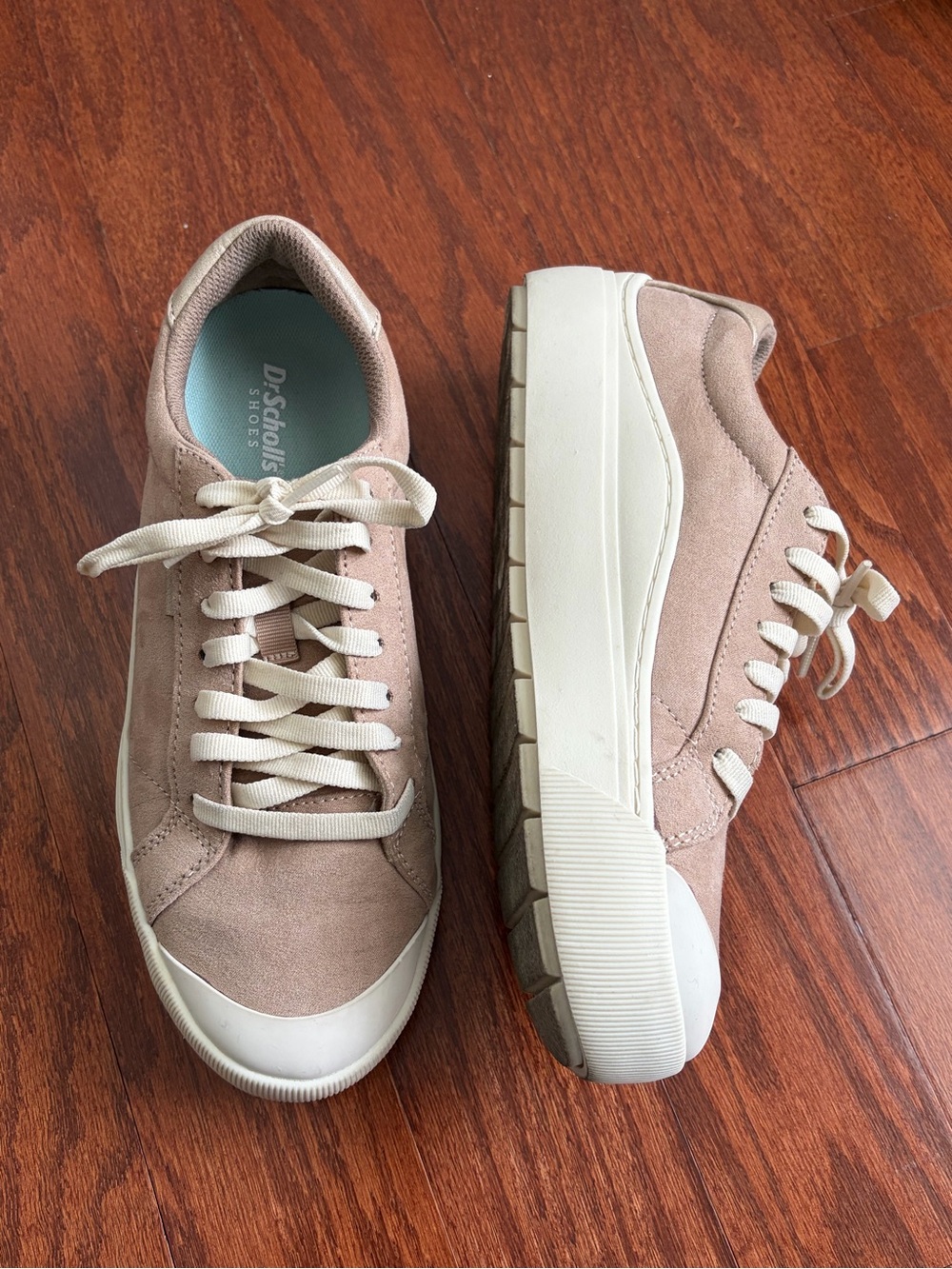Dr. Scholl's Women's Time Off Light Sand Faux Suede Platform Sneakers, 7